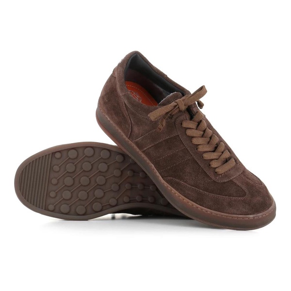 Espresso Suede Sneakers with Visible Stitching