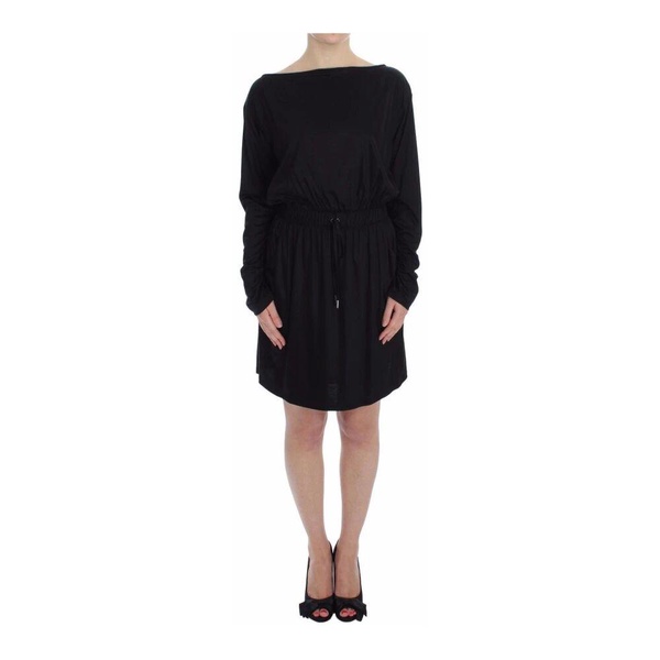 Knee-Length Shift Dress with Logo Details