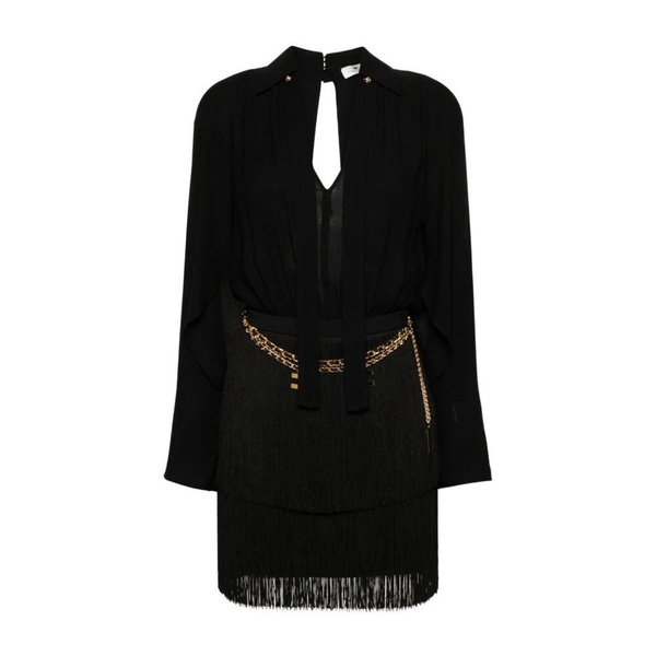 Georgette Shirt Minidress with Crêpe Skirt