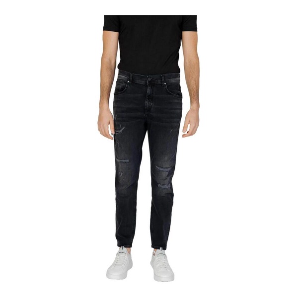 Black Cotton Zip Jeans Spring/Summer