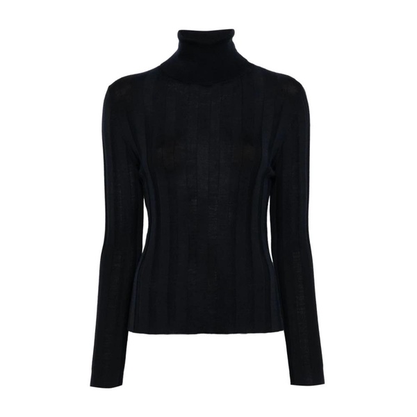 Midnight Blue Wool Turtleneck Sweater