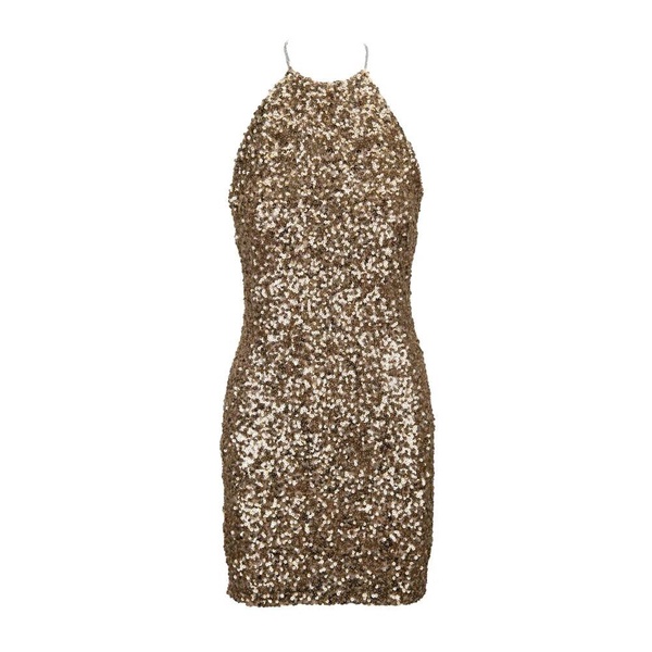 Sequin Backless Dress with Halter Neck