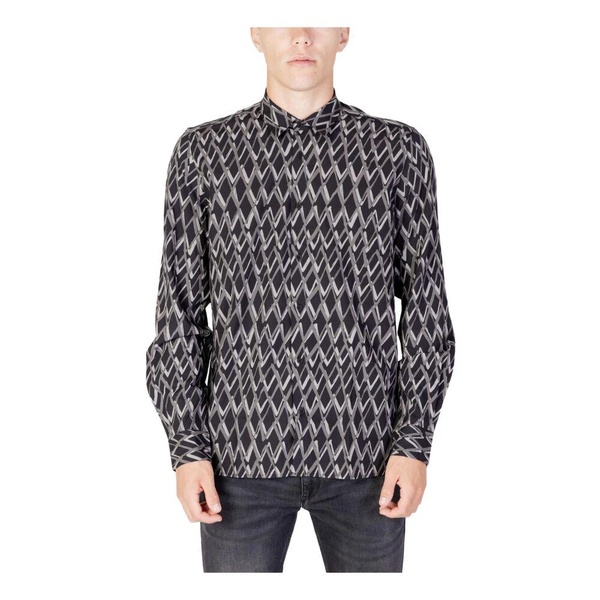 Geometric Long Sleeve Shirt Black