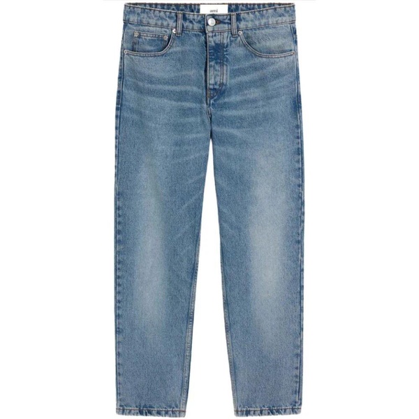 Blue Tapered Jeans with Concealed Fastening
