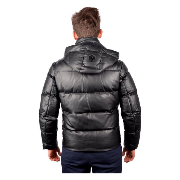 Noir Leather Padded Jacket