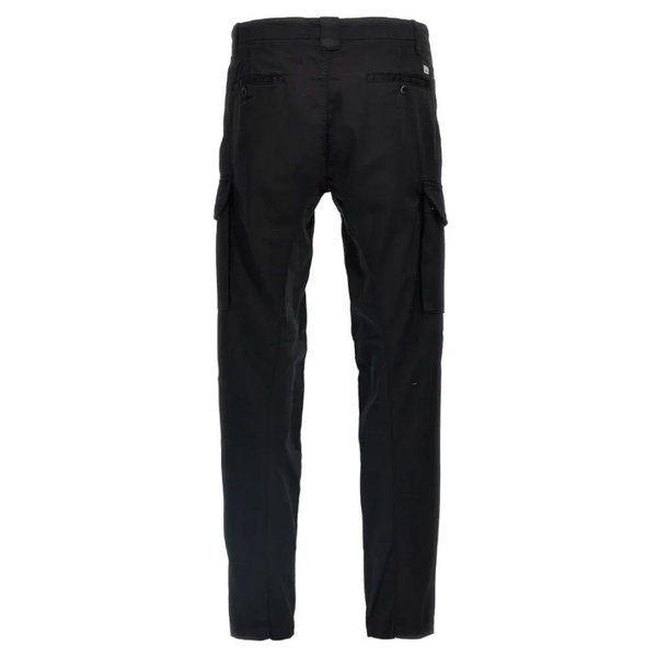 Black Cargo Trousers with Logo Patch