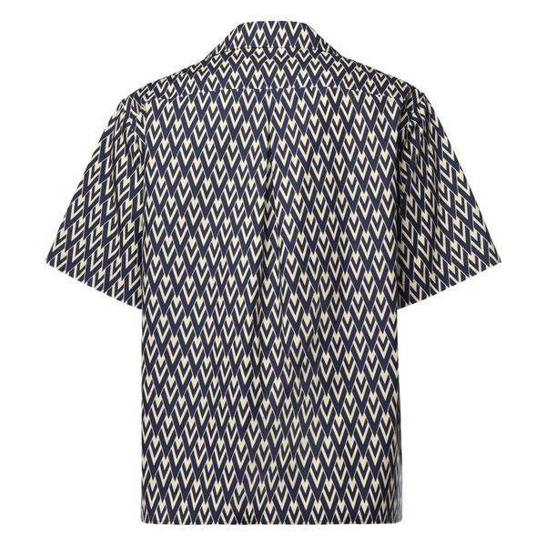 Silk Boxy Fit Shirt with V Print