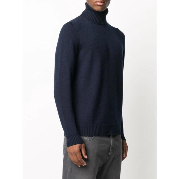 Blue Merino High Neck Sweater