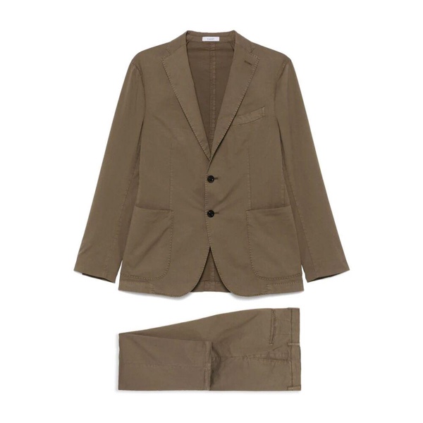 Green Single-Breasted Suit with Persimmons