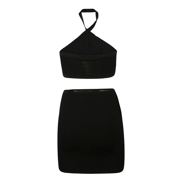 CRISS CROSS LOGO TRIM HALTER DRESS