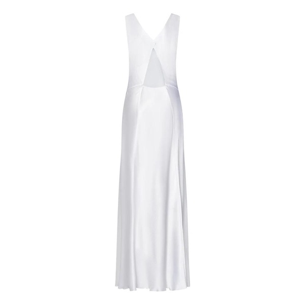 White Satin Dress with Cut-Out Back