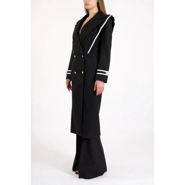 Double-Breasted Coat with Contrast Trim