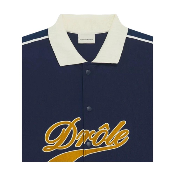 Blue Mesh Logo Shirt with Press Studs
