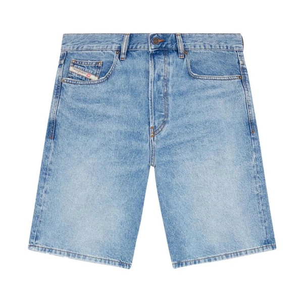 Indigo Denim Bermuda Shorts with Logo