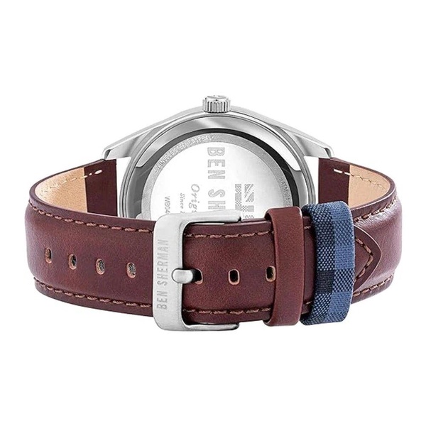 Analog Stainless Steel Leather Watch Blue
