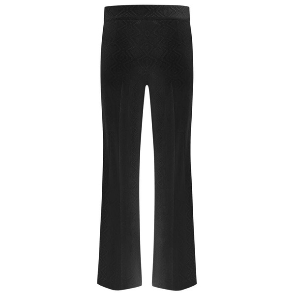 Black Lace Trim Flared Ankle Trousers