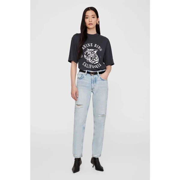 Leopard Print Oversized Tee - Charcoal