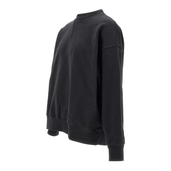 Black Cotton Sweatshirt with Beaded Logo