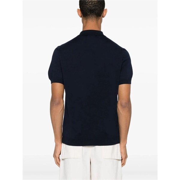 Blue Polo Sweater Short Sleeve Cotton