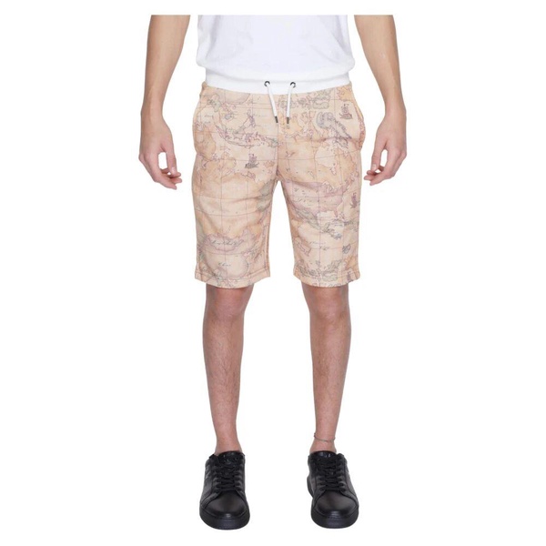 Beige Printed Men's Shorts with Pockets