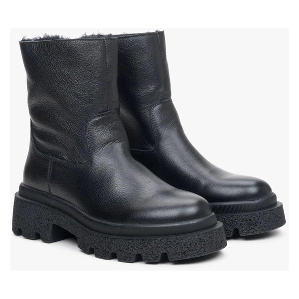 Black Leather Ankle Boots for Winter