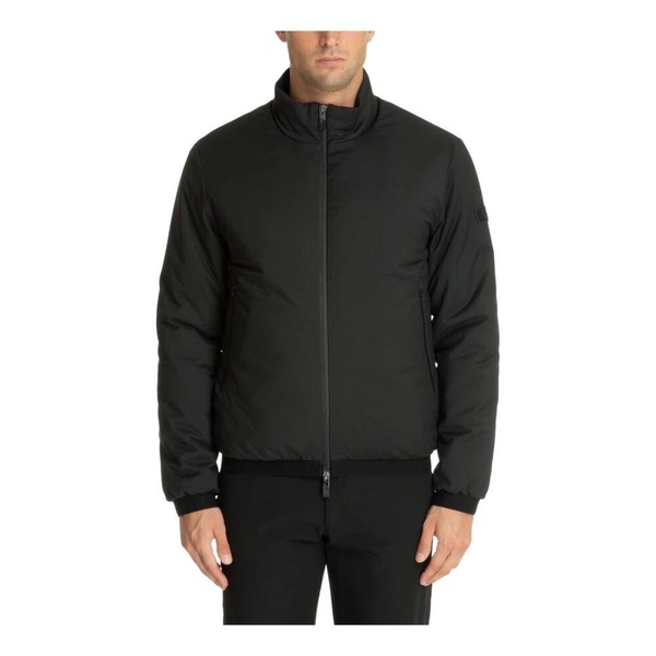 Zip Plain Logo Pockets Down Jacket