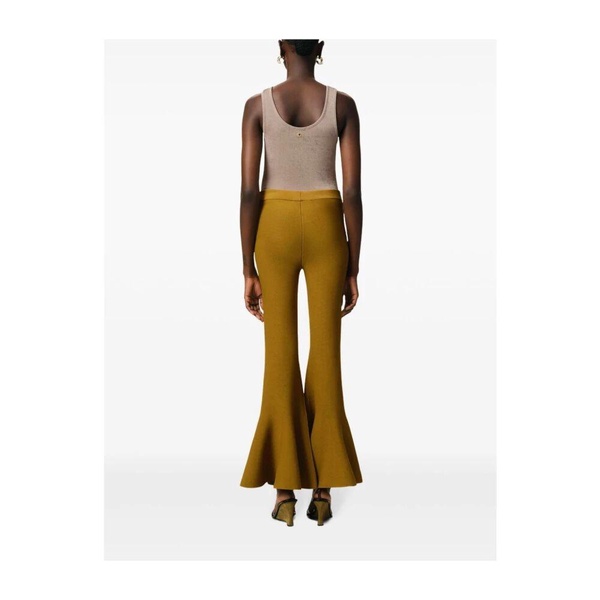 Green Viscose Flared Godet Trousers