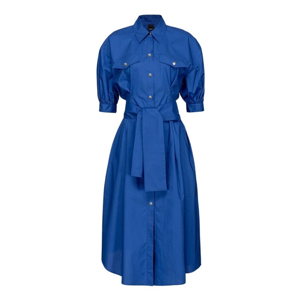 Cotton poplin shirt dress with sash