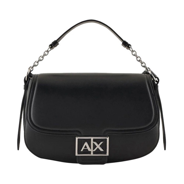 Black Shoulder Bag with Metal Logo