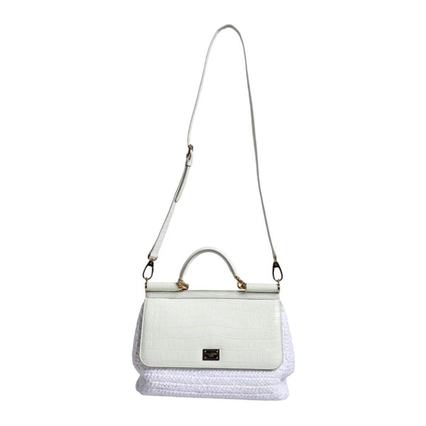 White Leather Crossbody Bag with Gold Hardware