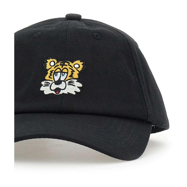Black Cotton Baseball Cap with Logos