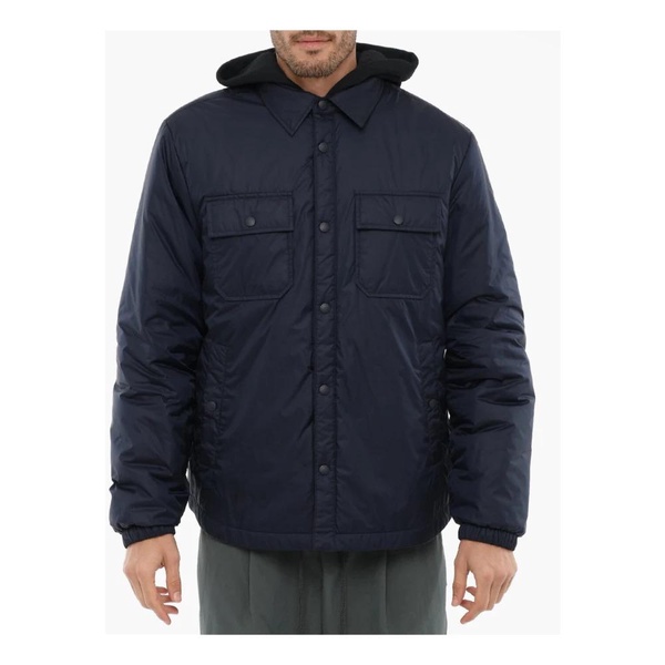 Blue Padded Jacket Zip Closure Logo