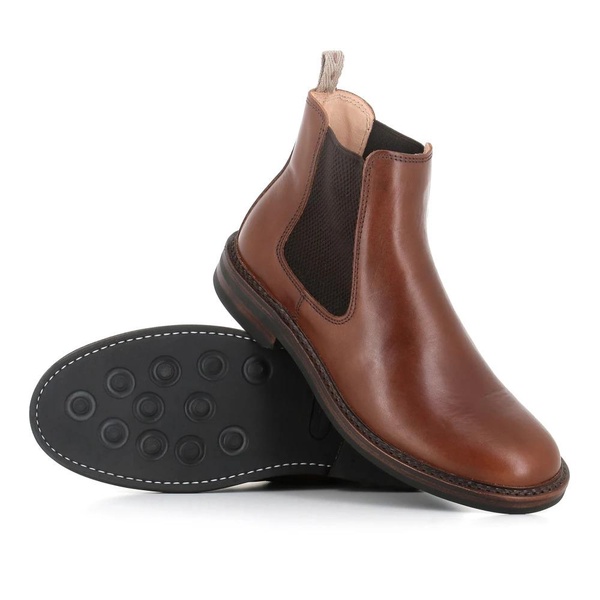 Brown Leather Chelsea Flat Shoes