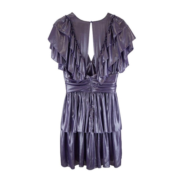 Short Flared Dress with V-Neck