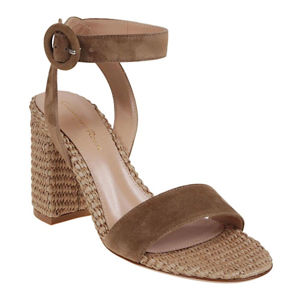 Brown Suede Block Heel Sandals