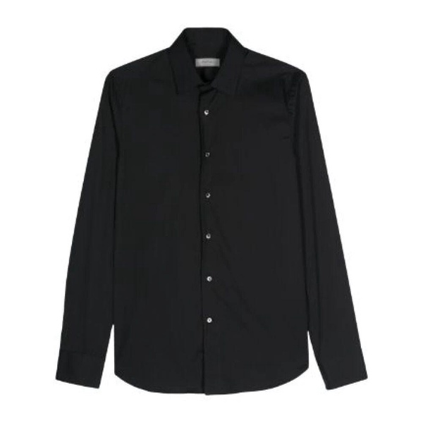 Black Cotton Blend Classic Collar Shirt