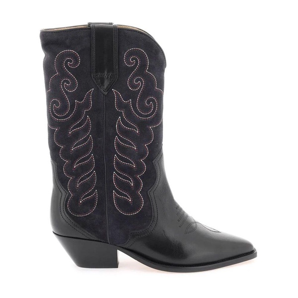 Bicolour Western-Inspired Embroidered Boots