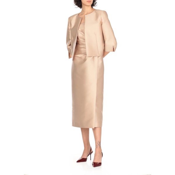 Ivory Dress with Straight Neckline