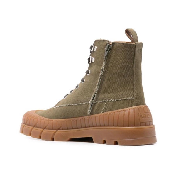 Khaki Lace-Up Rubber Sole Sneakers