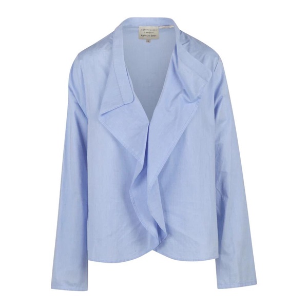 Poplin Blouse with Ruffle Front