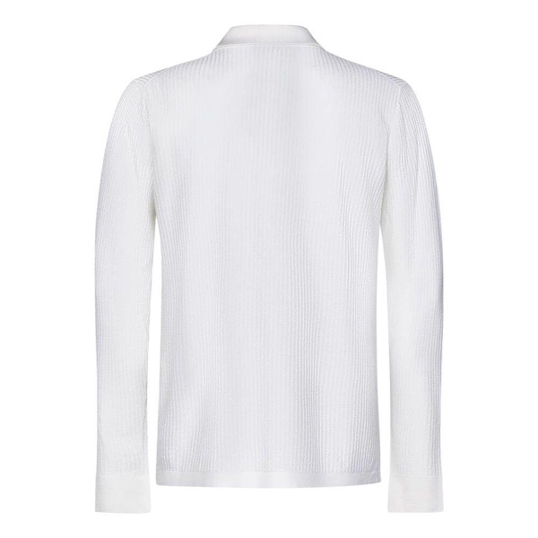 White Jacquard Stripe Cashmere Silk Shirt
