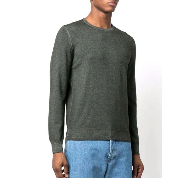 Green Crew Neck Wool Sweater
