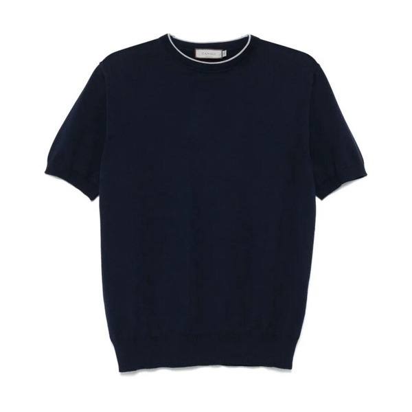 Navy Striped Fine Knit T-shirt