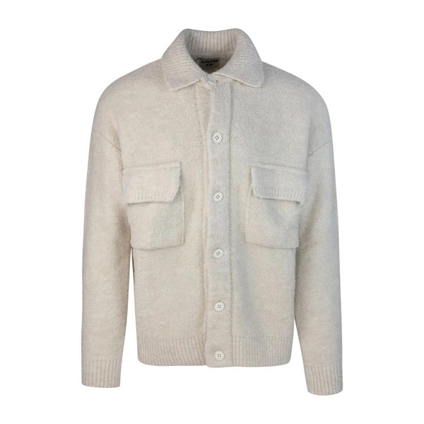Knit Jacket with Button Closure and Front Pockets