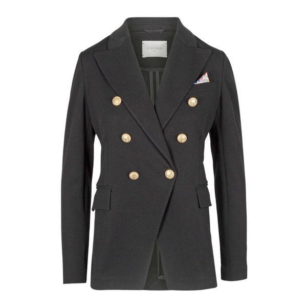 Double-breasted piquet blazer