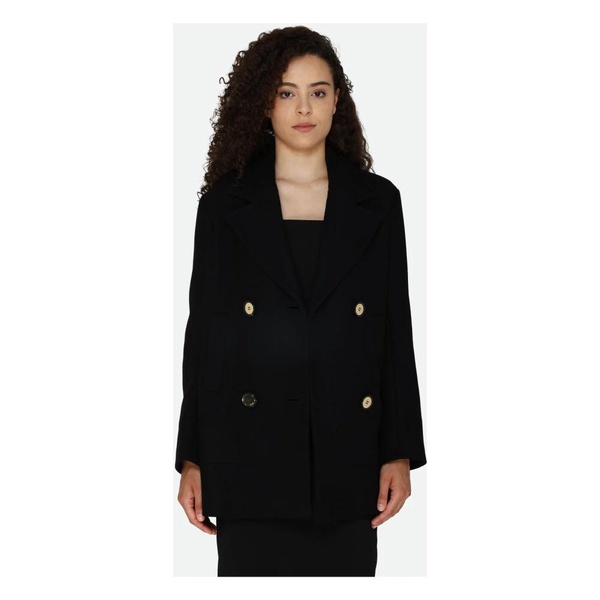 Double-Breasted Black Coat