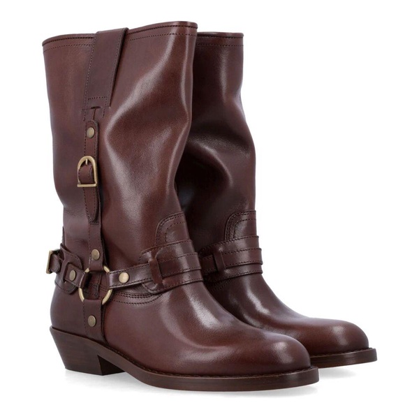 Brown Closed Heiko Boots with Unique Strap Details