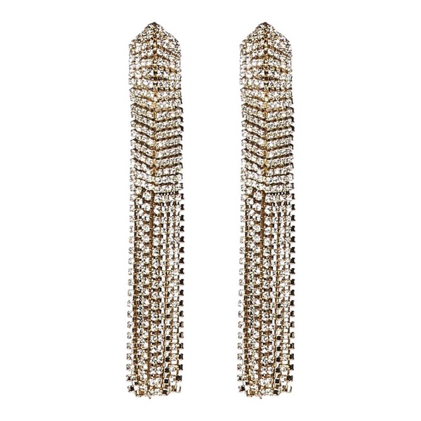 Golden Crystal Fringe Butterfly Clasp Earrings
