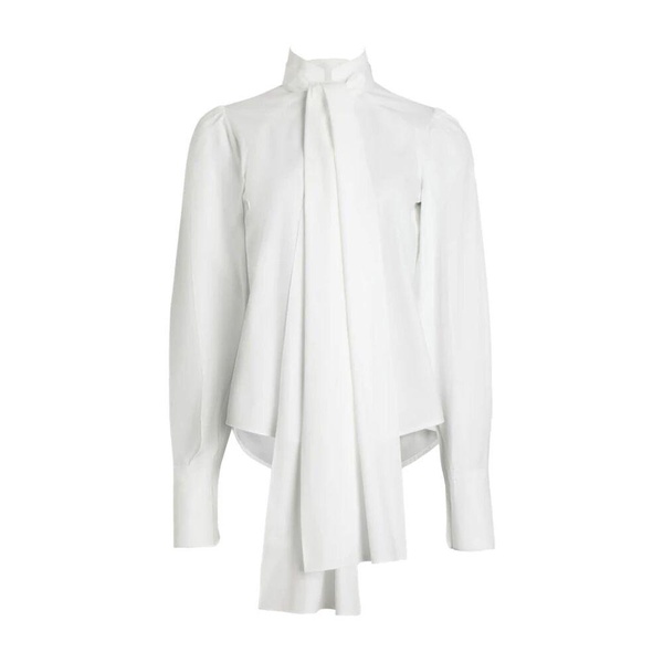 White Cotton Stand-Up Collar Shirt