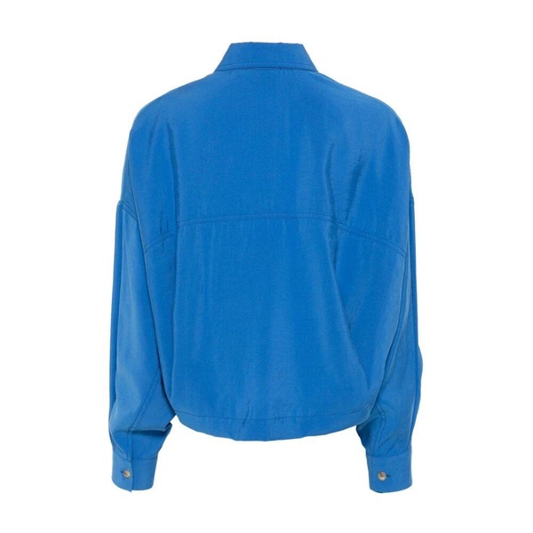 Blue Buttoned Drop Shoulder Shirt